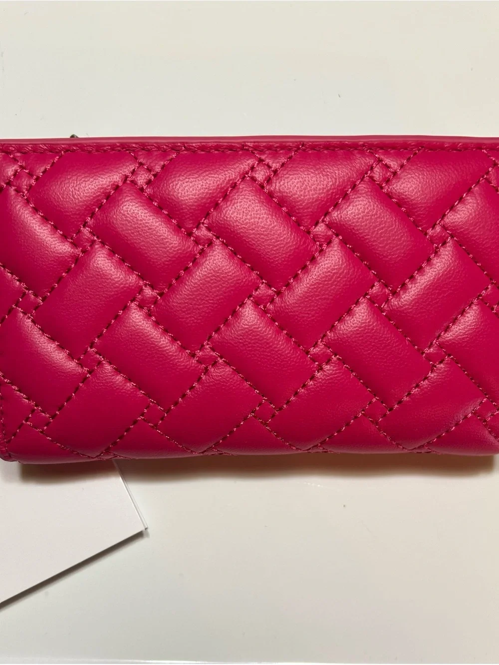 Kurt Geiger Hot Pink Quilted Leather Zip Wallet with Gold Tone Eagle Head